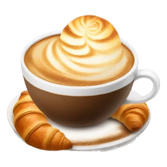 Cup of cappuccino with croissant sticker