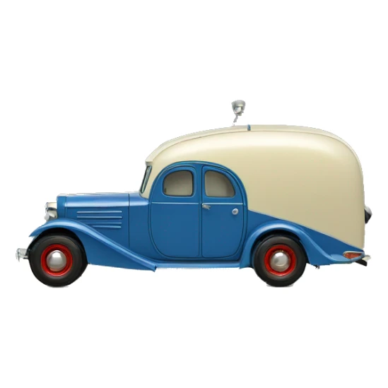 hot rod caravan,1935 with trailer, blue  sticker