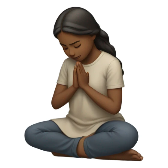girl praying on knees sticker