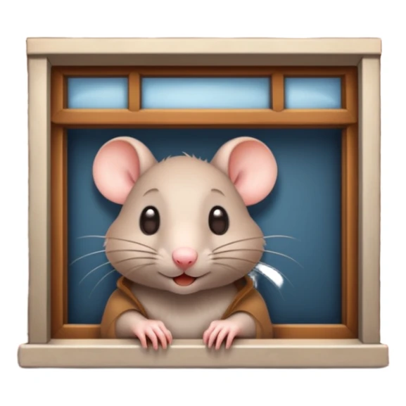 cute rat peeking out of a restaurant building sticker