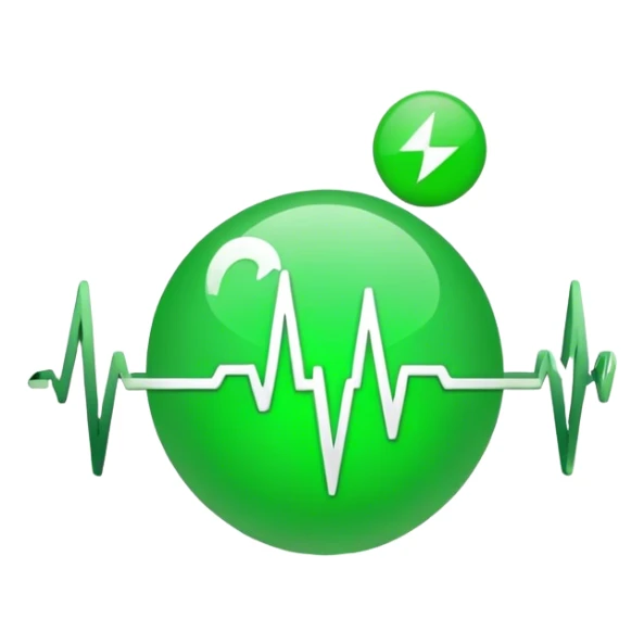 green dot with ECG heartbeat line. dot, not heart sticker