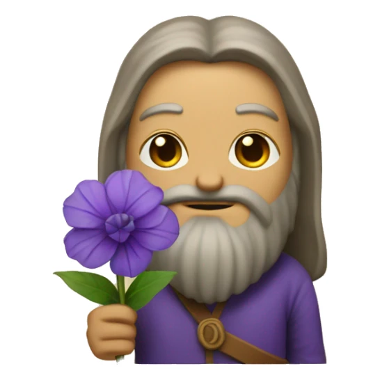 leonardo da Vinci holds a purple flower in his hands sticker