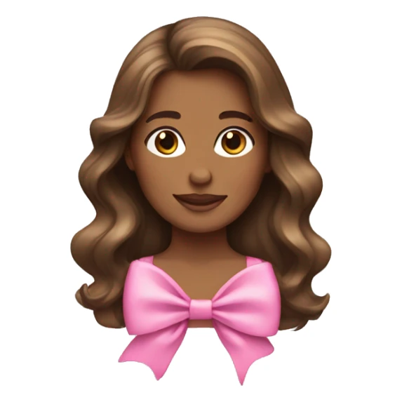 Women with beach waves brown hair and pink bow sticker
