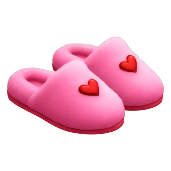 Pink fuzzy slippers with red hearts on them sticker