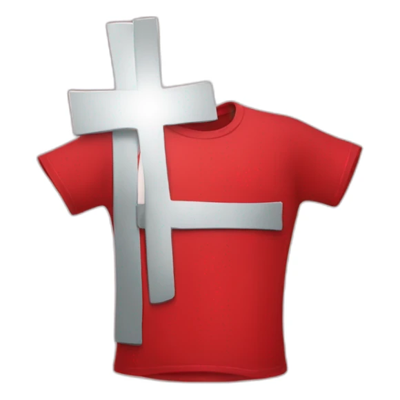 Red T shirt with cross on it sticker