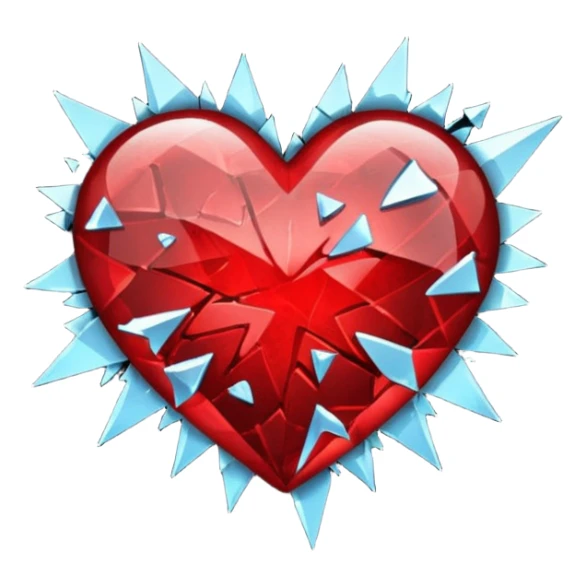 heart with a dark star and broken glass sticker