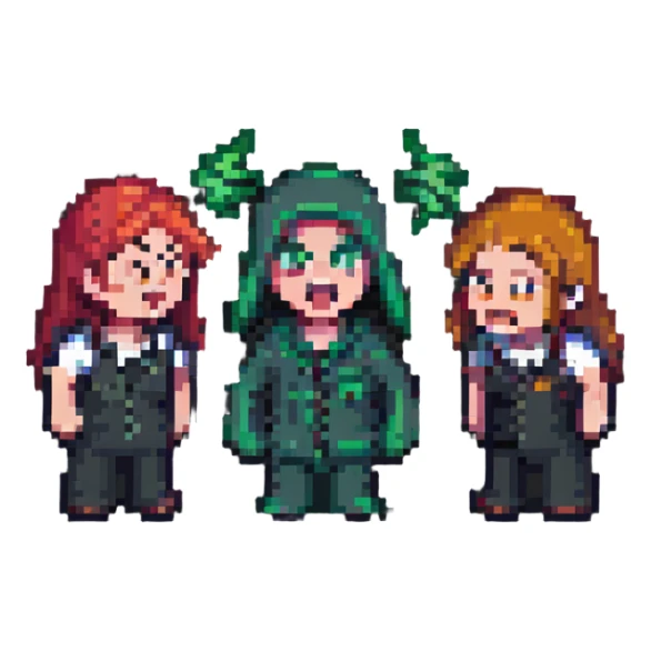 two people yelling at each other, pixel art style sticker