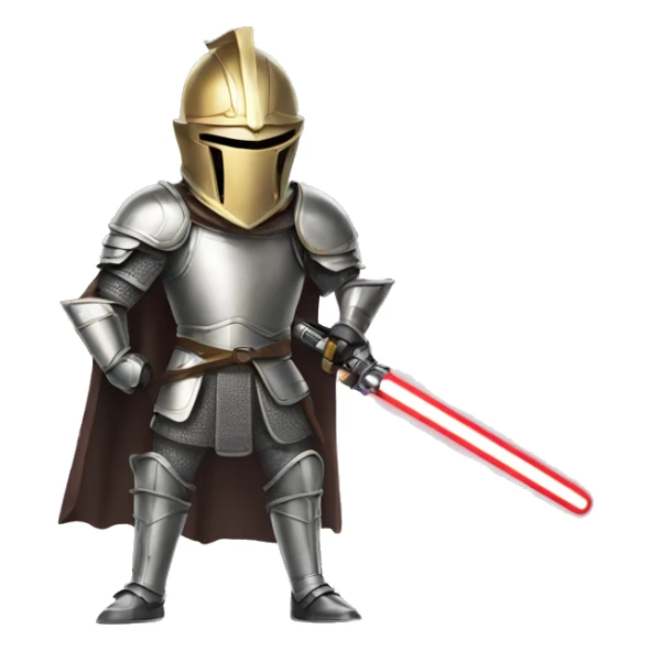 happy knight with a lightsaber saying pog sticker