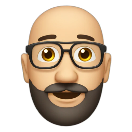 bald headed spanish guy chubby face full black beard and rimless round glasses sticker