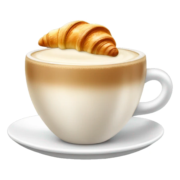 Cup of cappuccino with croissant sticker