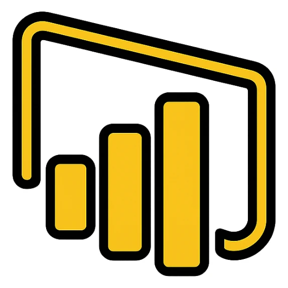 modern icon style Power BI logo in yellow color sticker
