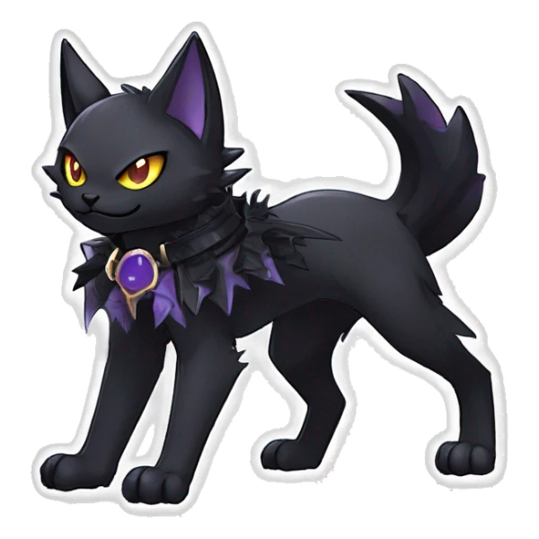 cool edgy evil beautiful pretty anthro godly legendary powerful colorful black shiny fantasy elegant nargacuga-bat-cat-Fakemon wearing a collar, techwear punk style, full body sticker