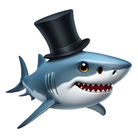 Shark with a top hat sticker