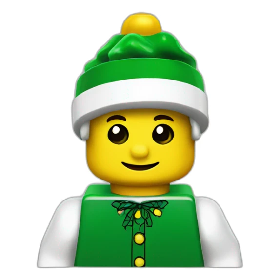 Lego with a christmas hat sticker