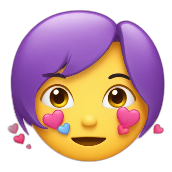 Shy emoji with hearts around  sticker