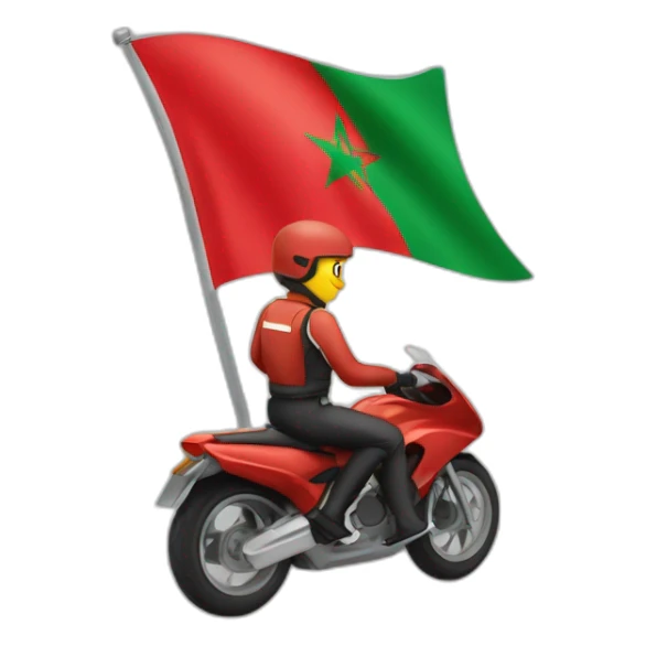 quelqu'un sur une moto avec le drapeau du Maroc derrière sticker
