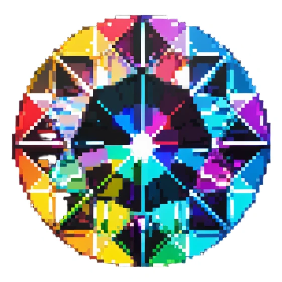 round cut rainbow gemstone with colorful prismatic effect sticker