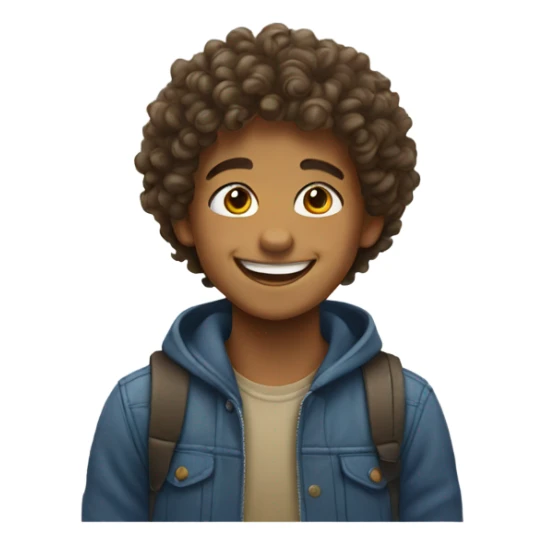 smiling boy with curly hair sticker