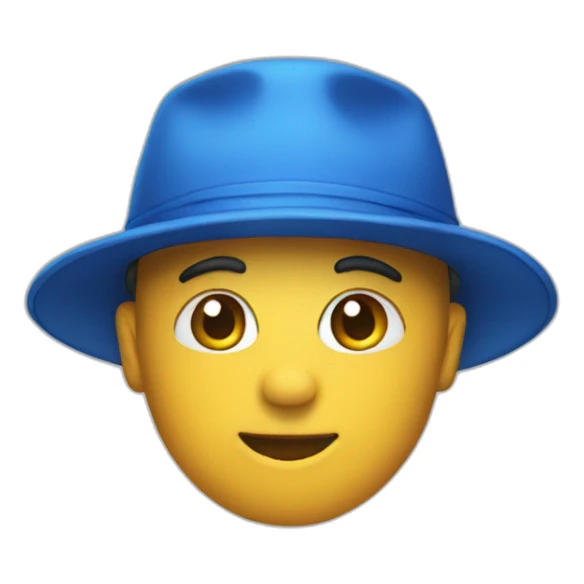 a neutral emoji with blue hat sticker