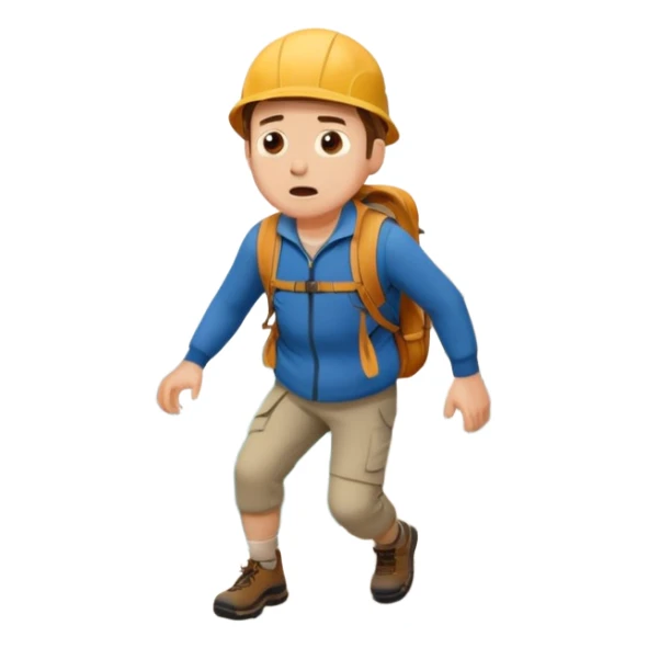 apple style emoji of a frightened man falling down a mountain sticker