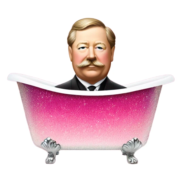 William Howard Taft in pink ombre tub with glitter  sticker