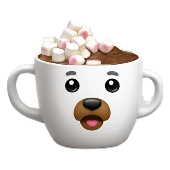 White mug with cute bear prints, hot choco with mallows on top sticker