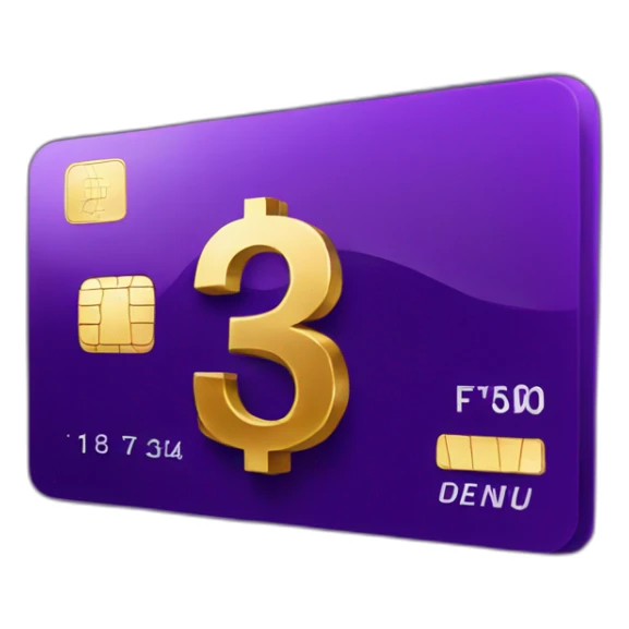Dark Purple Credit card with huge golden euro sign sticker