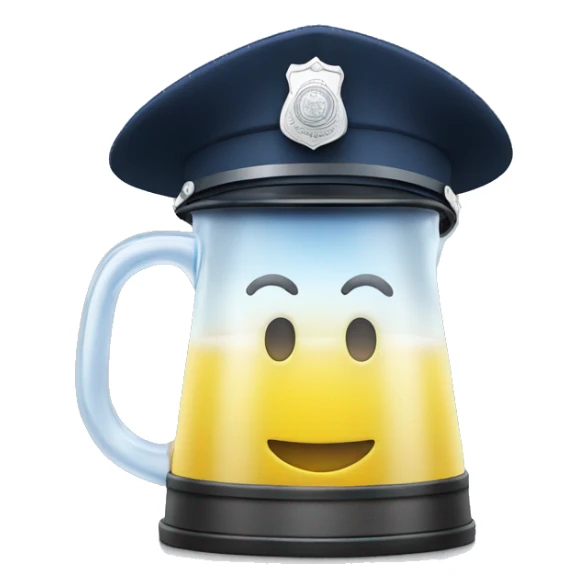 plastic jug on top of police hat sticker