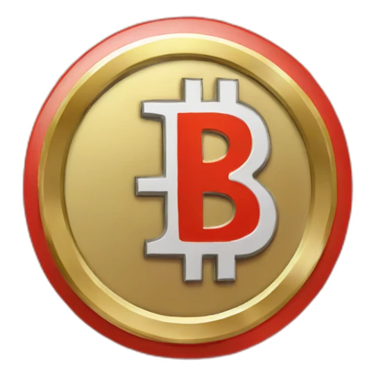 bitcoin coin red border but a C instead of the B in the middle sticker