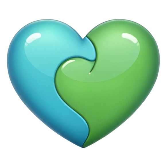 Half blue heart half green heart sticker