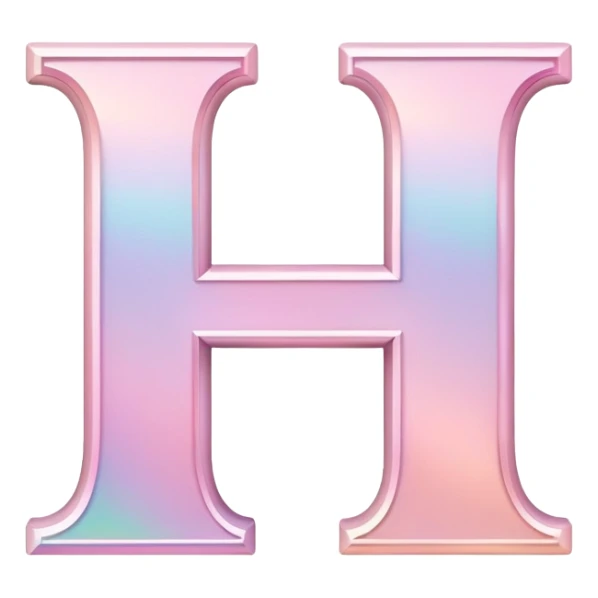 Iridescent pastel pink romantic formal elegant sophisticated cultured neat pretty beautiful Font setting icon with letter H sticker
