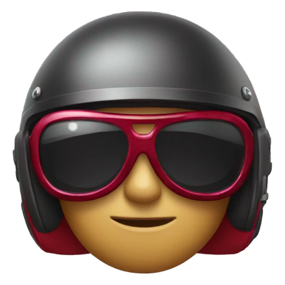 Emoji wearing cool eyeglasses and ruby motorcycle helmet sticker