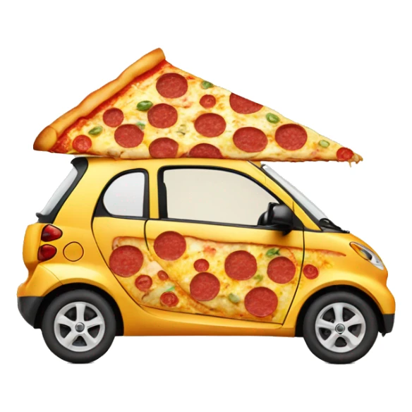 smart car made out of pizza ingredients  sticker