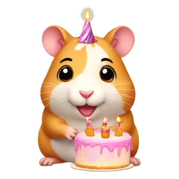 Birthday Hamster with a birthday cake  sticker