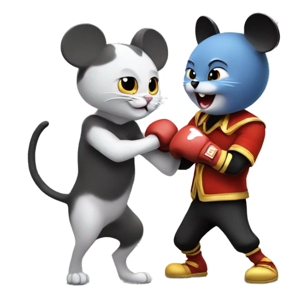 Mickey mouse fighting a British shorthair cat sticker