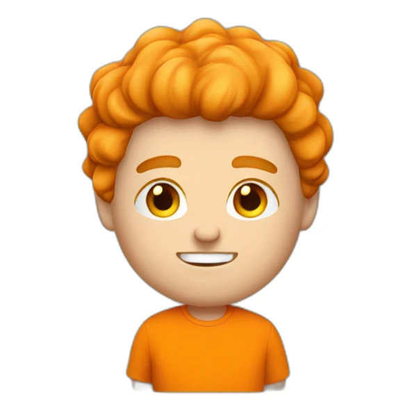 Fat white man play soccer orange tshirt hair brun sticker