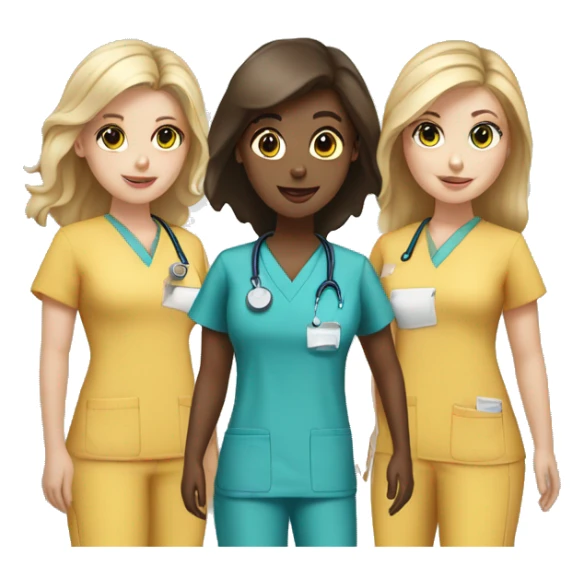 Three white girls one brunette two blonde in scrubs  sticker