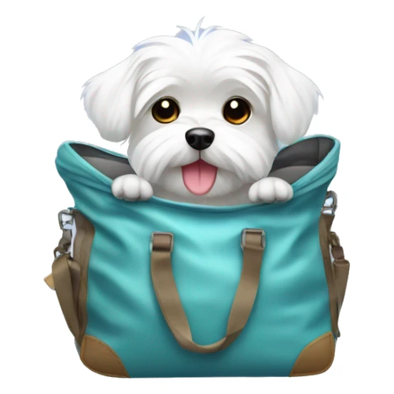 Cute Maltese dog in a airplane bag  sticker