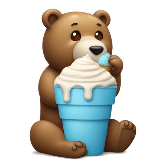 Un oso sentado con un helado sticker