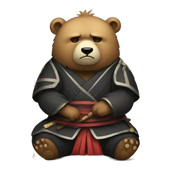 sad samurai bear with tears coz he lost in poker sticker