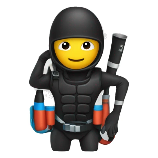 Ninja wearing a scuba tank and flippers sticker