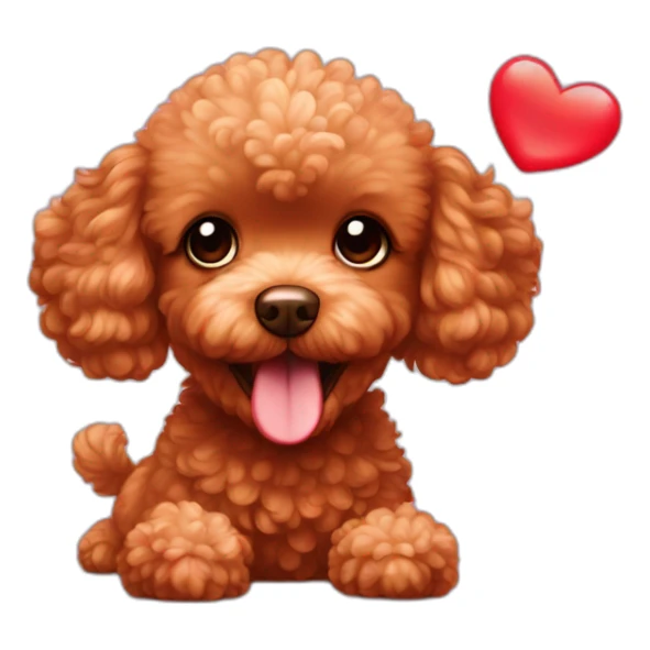 red toy poodle with catching bubbles of hearts sticker