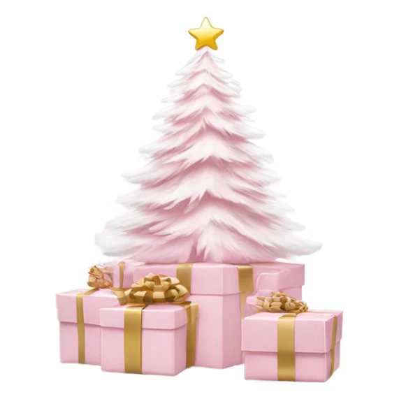 Light pink Christmas gifts under a white Christmas tree  sticker