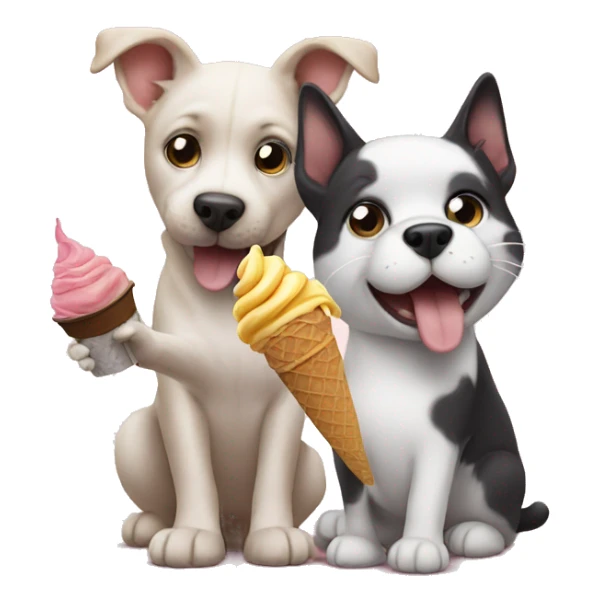 Cat and dog eating ice cream  sticker