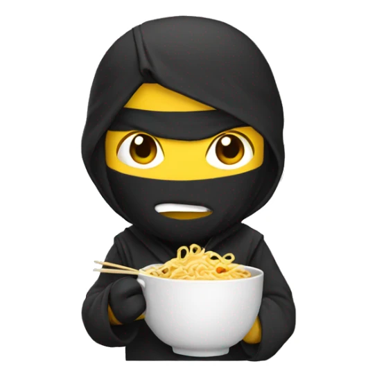 ninja with headphones eating a cup of noodles sticker