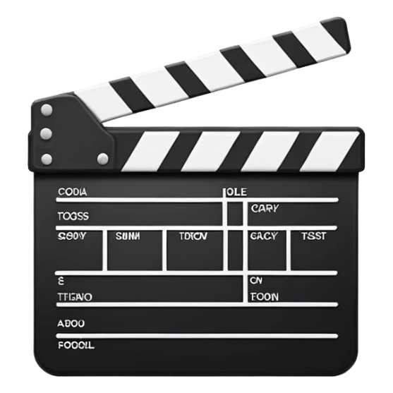 minimal movie clapperboard icon, essential lines only sticker