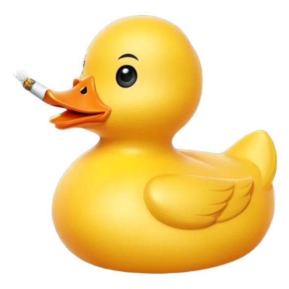 Rubber duck smoking a splif cartoon sticker
