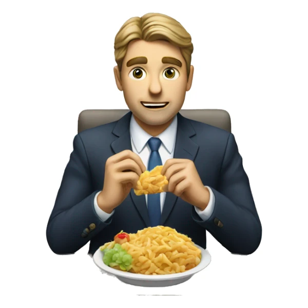 white collar person eating food sticker