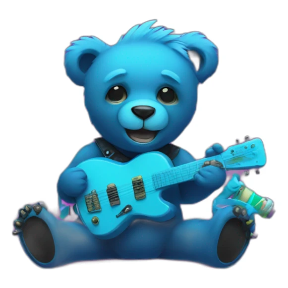 little blue neon punk bear with broken toy sticker