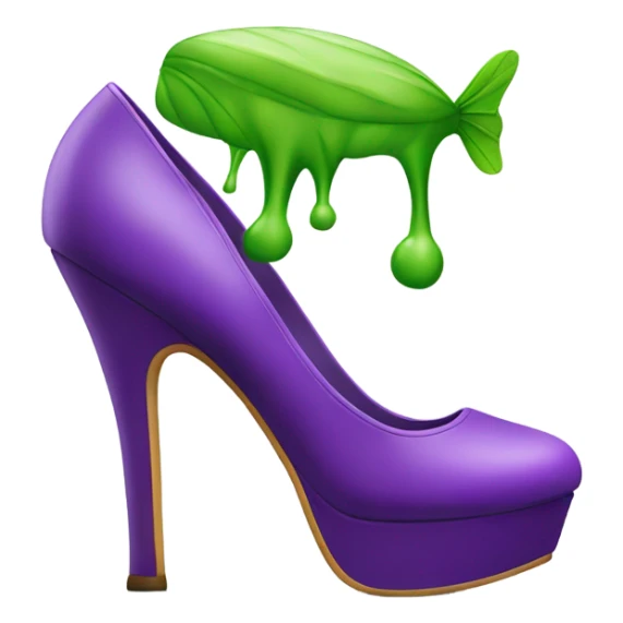 A purple platform high heel with green stink lines above it and 2 flies buzzing above it sticker